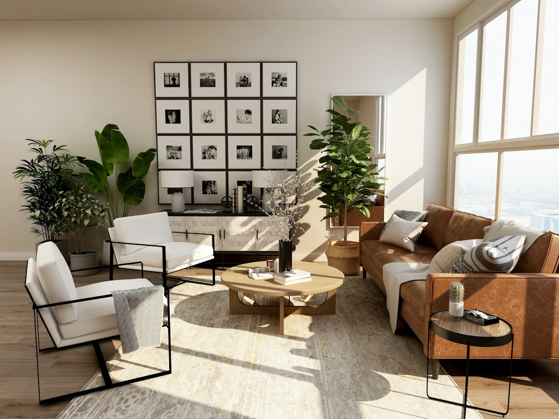 A sitting room with afternoon light